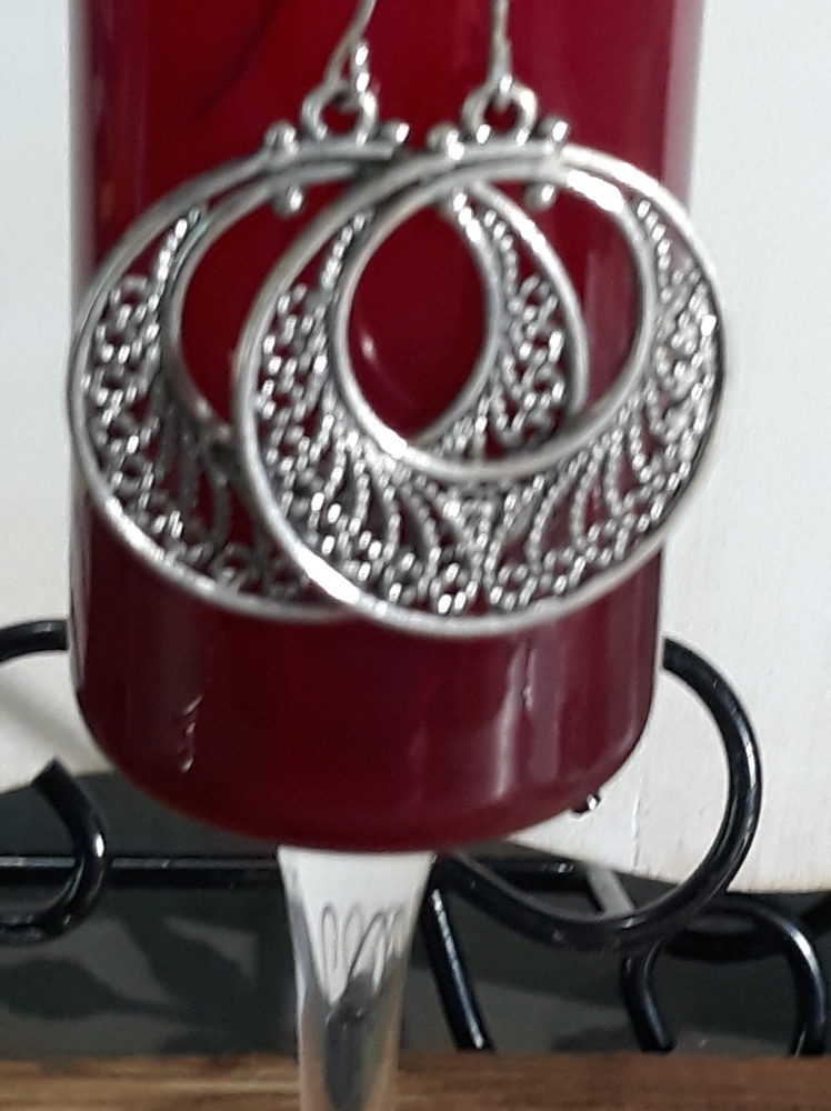 ❤  VINTAGE SILVER BEAUTIFUL EARRINGS - Picture 3 of 4